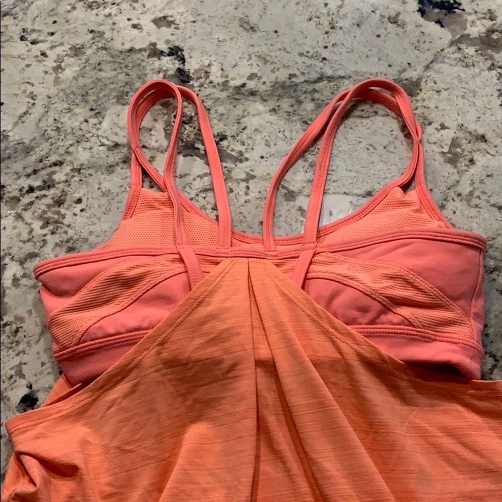 Athleta Built in bra tank. Hot coral orange. Small - Picture 3 of 3